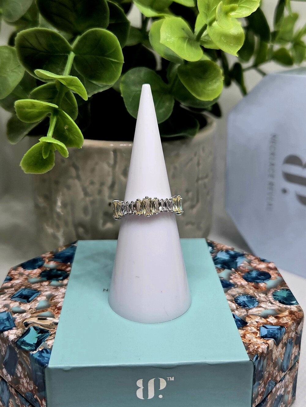 BP Silver Baguette Band Ring With Lemon CZ Stones - "Always Essential"